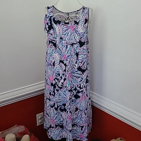 NWOT Lilly Pulitzer Luella Dress Size Medium Blue Pink White - Picture 2 of 5